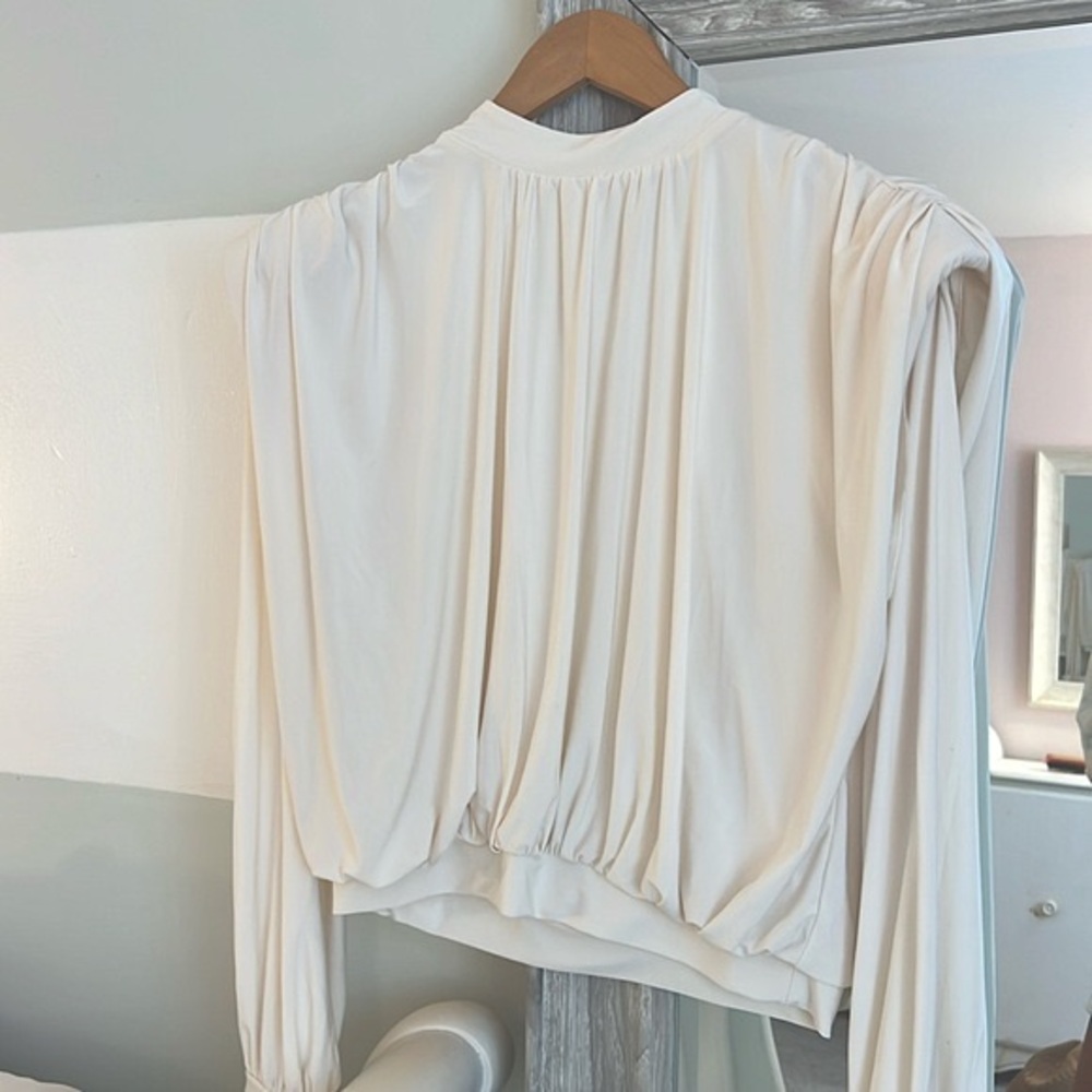 EXPRESS Long Sleeve Blouse With Padded Shoulders Size S